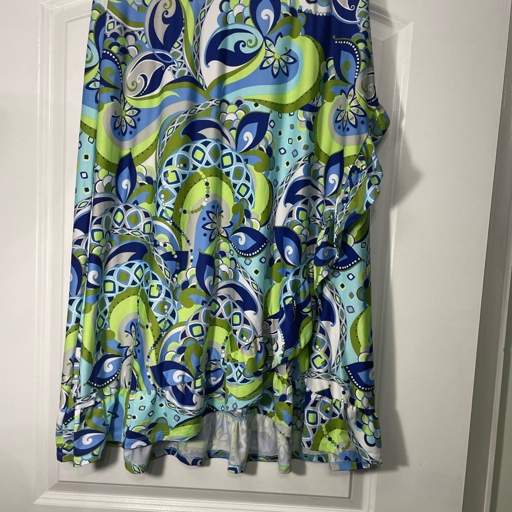 Robert Louis Blue and Green Patterned Skirt Size XL CB-AD